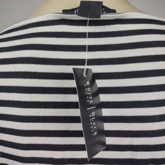 NWT WHBM White House Black Market striped 3/4 Asymmetrical ruffle tee Medium - Picture 5 of 10